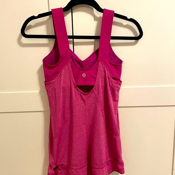 Lululemon Run For Your Life Tank Layered Built in Bra Dew Berry Heathered Sz 4 - Picture 9 of 9